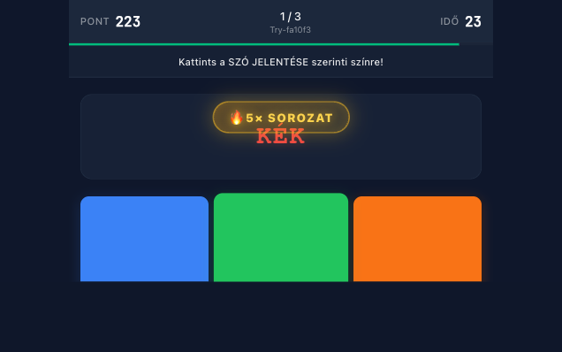 Stroop Teszt játék képernyőképe